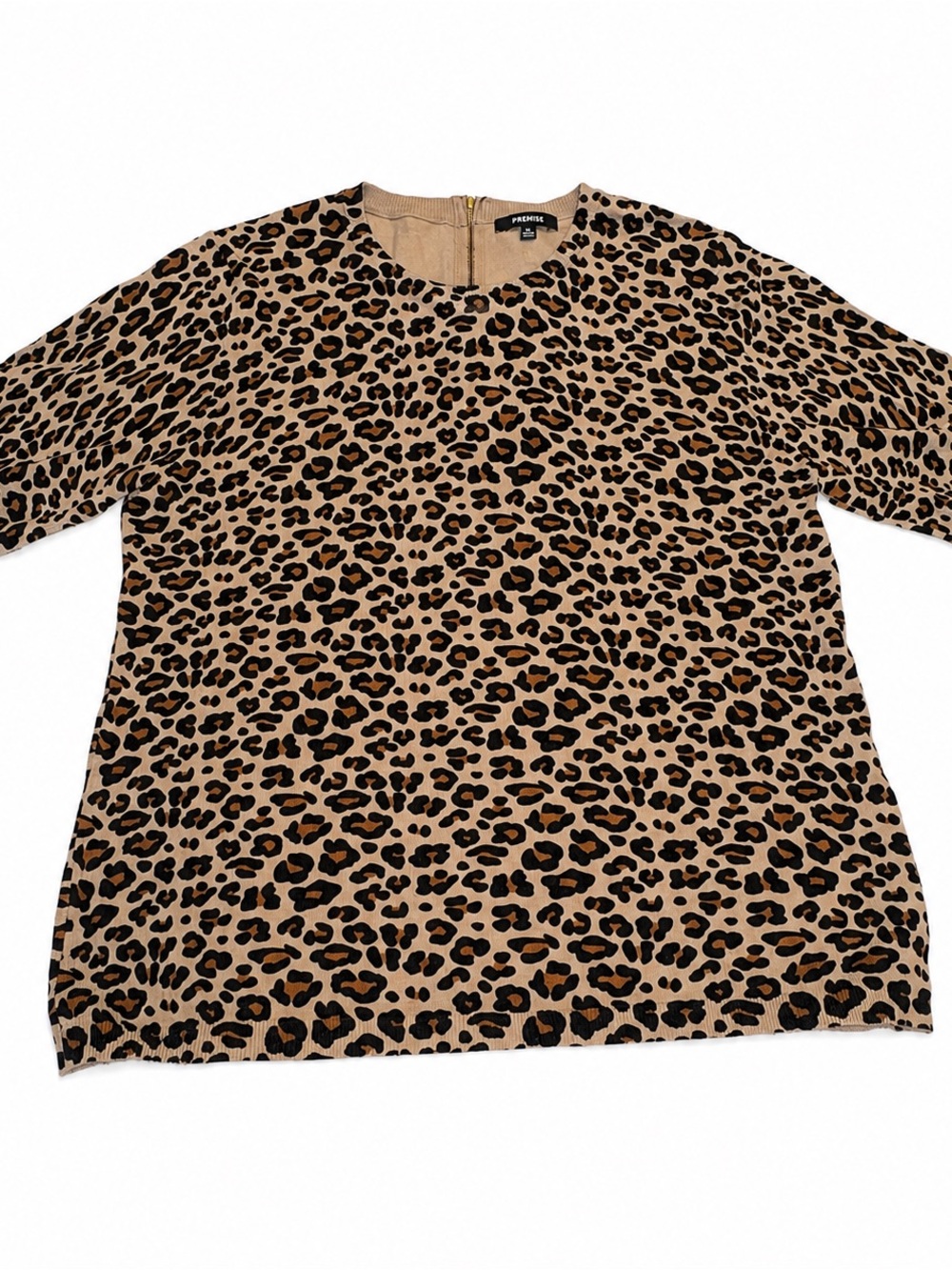 Premise Kids Leopard Print Crewneck Top in Tan and Black